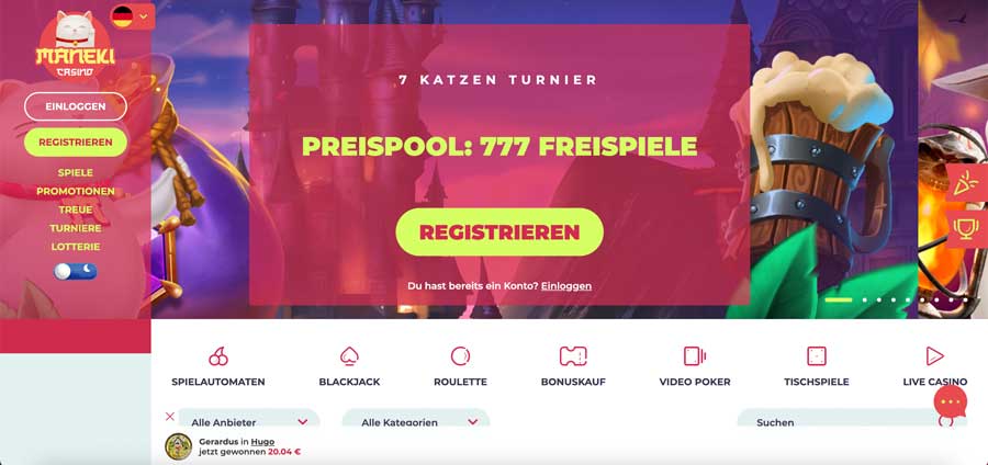 maneki casino bonus code